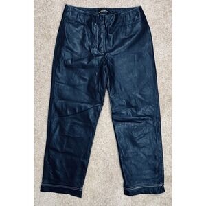 Metrostyle Black Leather Pants Straight Leg Size 8 Zip Cuff Detail Back Pockets
